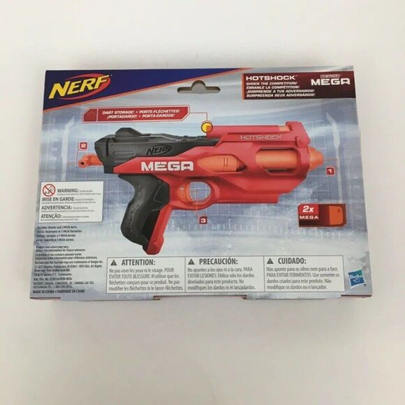 Nerf HotShock N-Strike Mega Blaster Dart Gun Hasbro with 2 Darts Included-NEW - Picture 2 of 2